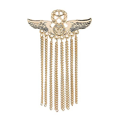 Brosche Pin Kreative Brosche Pentagramm Abzeichen Engel Flügel Kette Quaste Brosche Pin Neue Wilde Mode frauen Schmuck Abzeichen (Color : Gold) von HAODUOO