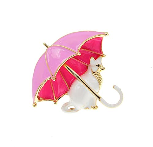 Broschennadeln, Tierbrosche, Strassbrosche, Emaille-Fuchs-Regenschirm-Brosche for Frauen, Katze, Hund, Tier-Pin-Brosche, niedliches, lebendiges Design, 3 Farben erhältlich, gutes Geschenk von HAODUOO