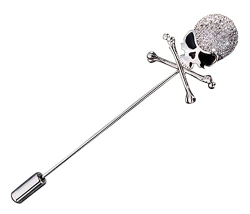 Broschennadeln, Totenkopf-Herren-Brosche, Gentleman's Essentials, handgefertigt, Revers, Damen-Brosche, Anstecknadel for Karriere, Anzug, Smoking, Hemden, Broschen, Mode(Color:Silver) von HAODUOO