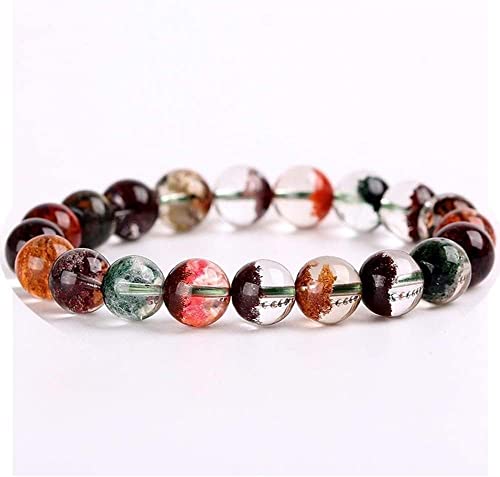 Buddhistisches Gebetsperlen-Armband, Buddha-Meditationsperlen-Armreif, natürliches Geisterkristall-Armband, Perlen-Edelstein-Heilung, 8/6 mm, runde Perlen, Manschetten-Herapy-Chakra-Schmuck (Farbe: ei von HAODUOO