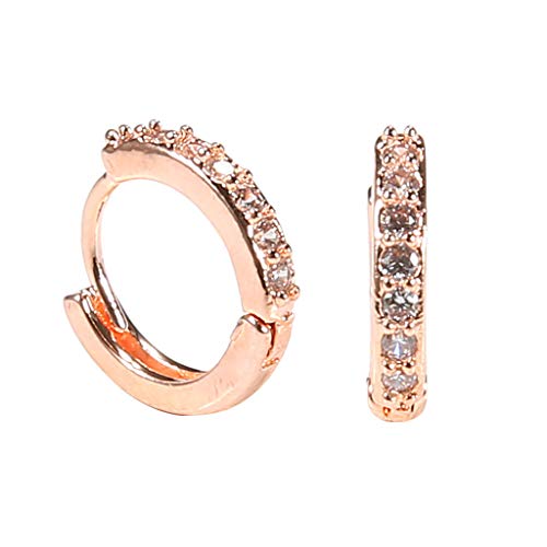 Damen-Ohrringe, Nasen- und Lippenringe, Ohrstecker, Damen-Ohrringe, Damen-Ohrstecker aus Sterlingsilber mit Strasssteinen, Diamant-Ohrstecker, Schmuck (Color : Rose Gold, Size : One Size) von HAODUOO