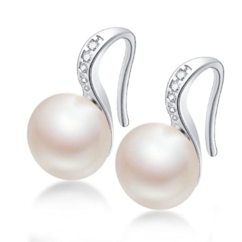 Neue natürliche FreshPearl Schmuck Ohrringe for Frauen Sterling Silber Schmuck Schuhe Zirkon Ohrstecker Hochzeitsgeschenk (Color : White) von HAODUOO