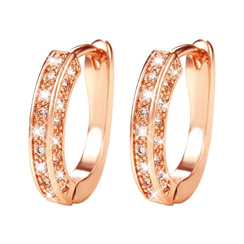 Ohrringe Einfache Frauen Zirkon Herzförmige Mehrfarbige Ohrringe Mode Ohrringe Silvester Ohrringe (Color : 2-rose Gold, Size : One Size) von HAODUOO