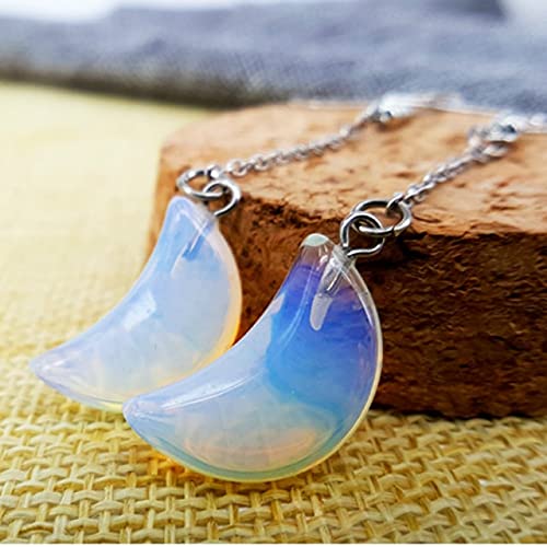 Ohrstecker Naturstein Lange Tropfenform Stern Sonne Mond Legierung Opal Ohrringe Männer und Frauen Party Bankett Kleidung Passende Accessoires Männer und Frauen (Color : Moon) von HAODUOO