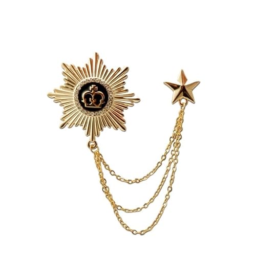 Pin Schmuck Geschenke for Frauen Doppel Luxus Gold Achteck Krone Brosche Homme Party Star Revers Pin Männlich Anzug Link Brosche Kette for Kleidungsstück Männer Broche Accessies Broschen & Anstecknade von HAODUOO