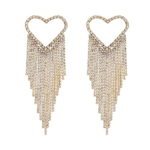 Wettbewerb Ohrringe Valentinstag Ohrringe Mode Diamant Herz Ohrringe Lange Quaste Big 3 Ohrringe Set for 3 (Color : A, Size : One Size) von HAODUOO