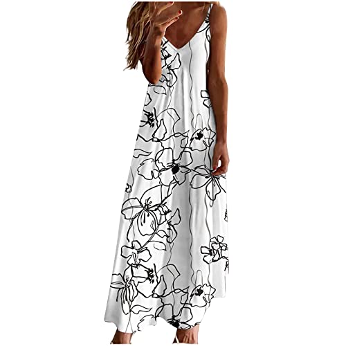 HAOLEI Damen Sommerkleid Elegant Schicke, Günstig Strandkleid Leicht Luftig, Ärmelloses, Ärmelloses Sommerkleid, Freizeitkleid Lockerer Bequem, Sale Clearance Kleid Lässiger Modischer von HAOLEI