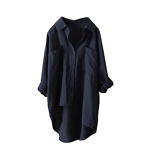 Musselin Bluse Damen Sommer Leichte Atmungsaktive, Leinenhemd Tshirt Casual Fashion, Leinenbluse Top Locker Freizeit, Einfarbige Langarm Oberteile Aus Baumwolle Und Leinen Mit Langen Ärmeln Und Revers Musselin Bluse Damen Sommer Leichte Atmungsaktive, Leinenhemd Tshirt Casual Fashion, Leinenbluse Top Locker Freizeit, Einfarbige Langarm Oberteile Aus Baumwolle Und Leinen Mit Langen Ärmeln Und Revers von HAOLEI