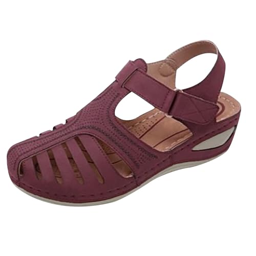 Sandalen Damen Sommer Original, Trekkingsandalen Lässige Modische Hohl, Sandaletten Leichte Bequeme Dicke Sohle, Keilsandalen Rutschfeste Und Langlebige Keilschuhe, Römersandalen Elegante Schicke von HAOLEI