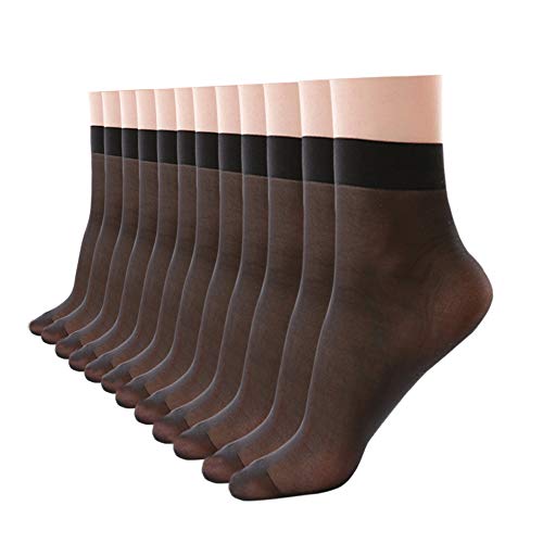 Damen-Socken, knöchelhoch, Nylon, transparent, 12 Packungen (in Verpackung) Gr. One size, Schwarz von HA WA