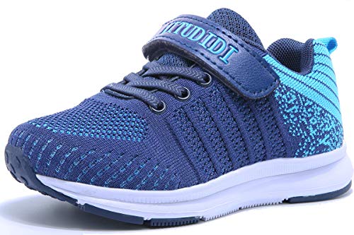 Mitudidi Unisex-Kinder Turnschuhe Jungen Sportschuhe Leicht Atmungsaktiv Laufschuhe Outdoor Fitnessschuhe Sneaker Hallenschuhe für Blau 29EU von Mitudidi