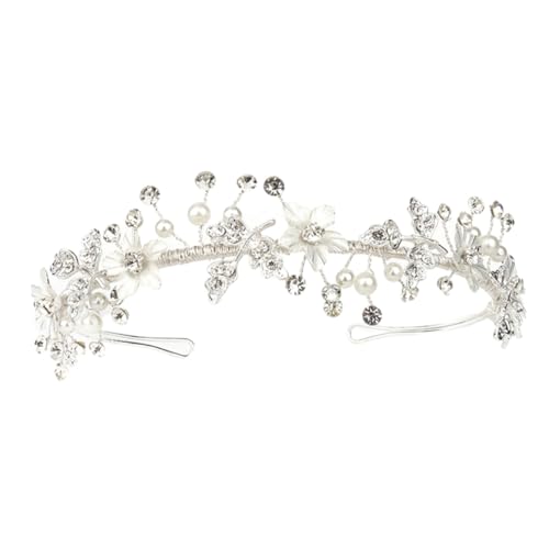 HAPINARY 1Stk Mori Xianmei Perle handgemachtes Stirnband Brauthaarschmuck Stirnbänder für Mädchen Dekor Tiara hochzeitsdeko wunderschönes Haaraccessoire Kristallhaarnadel Handbuch von HAPINARY