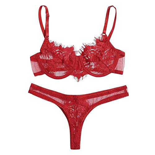 HAQUOS Damen Weihnachten Lingerie - sexy Weihnachtsunterwäsche Weihnachten Reizwäsche Outfits Reizvolle Negligee Frau Negligee Erotische Weihnachts Reizwäsche Winter Set Santa Rot Sexy von HAQUOS