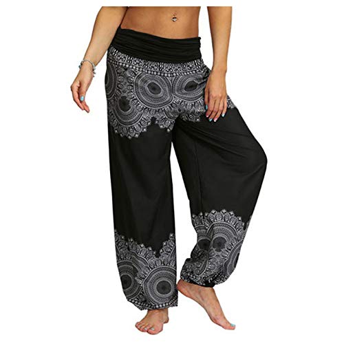 HAQUOS Lockerer Schritt Retro-Herrenhosenhose Yoga-Damen- und Jumphose mit bedruckten Hosen Thermosporthose Winter Damen Arbeitskleidung Damen Schwarz von HAQUOS