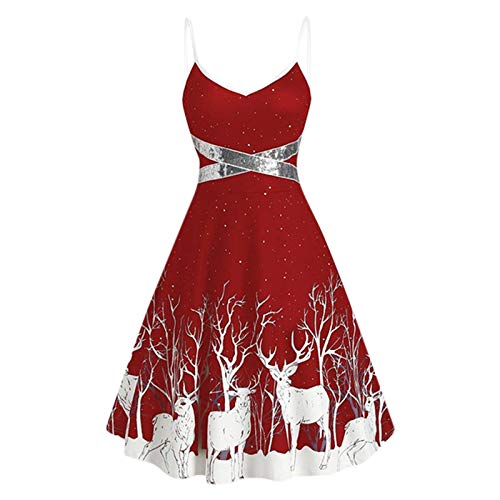 HAQUOS Weihnachten Party Kleider Damen - Miss Santa Claus Kostüm Festival Pulloverkleid Weihnachtspullover Damen Led Weihnachtspullover Pulli Weihnachtskleid Große Größe Weihnachts Winter Kleider von HAQUOS