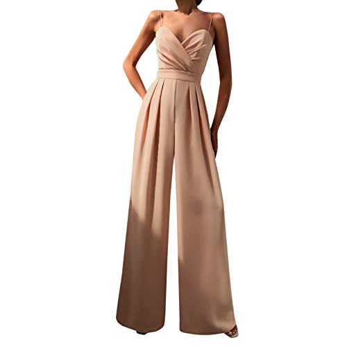 HAQUOSJumpsuit Damen Elegant,Maler Bundhose,Jumpsuit Hochzeit,Overall Rot Damen Elegant,Arbeitshose Mit Reflektoren,Umstands Jumpsuit Hochzeit,Jumpsuit Eng Schwarz (Orange, S) von HAQUOS