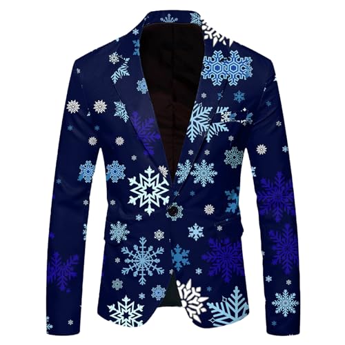 Herren-Anzug mit Weihnachts-Schneeflocke und Weihnachtsmann-Motiv, Taschen-Knopf Herrenmantel Kurzmantel Jagd Mantel Herren von HAQUOS