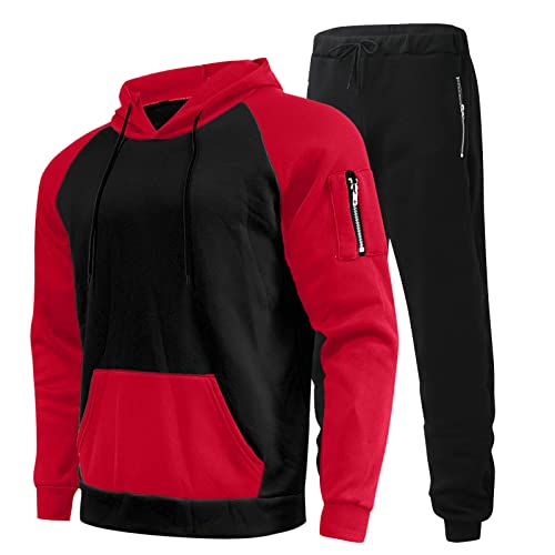 Herren Jogginganzug Trainingsanzug - Lässig Oberteile und Sporthosen Set mit Hoodie Und Hose Unisex Jogging Anzug Mode Trainingsanzüge Elastische Zweiteiler Set für Alltag Outfit von HAQUOS