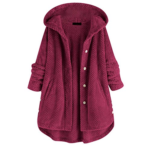 Hoodie Damen Oversize PlüSchjacke - Fleecemantel LäSsige Kuschelig Kawaii Kapuzenjacke Reißverschluss Outwear Pullover Fleece mit Tasche Fuzzy-Fleece Winterjacke Dicker Wintermantel Oberteile von HAQUOS