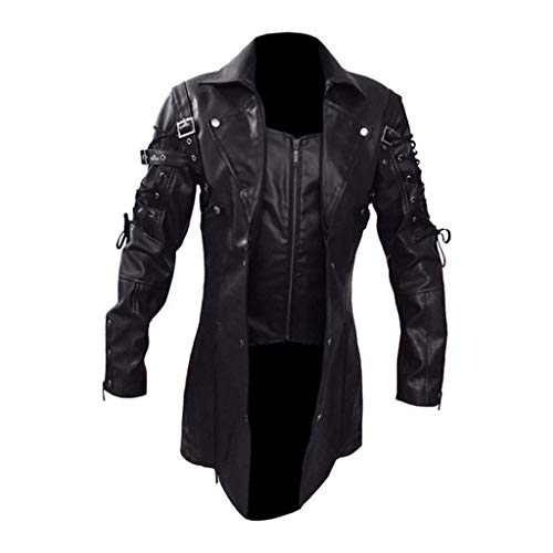 Mantel Vintage-Motorrad-Jacke Männer Reißverschluss Blusen Ärmel Mäntel & Jacken Herren Mantel Ohne Kragen Man Coat von HAQUOS
