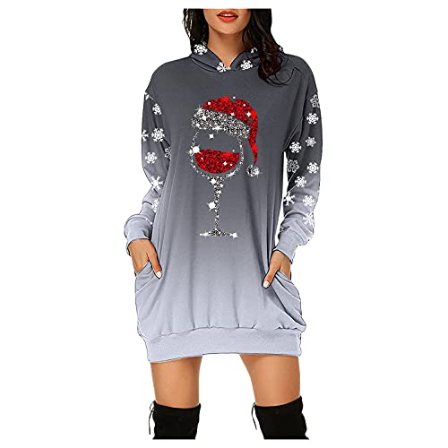 Weihnachten Damen Kostüm - Vintage Weihnachtskleid für Damen Festkleider für Damen Weihnachtskleid Mädchen Weihnachtspullover Pulli Weihnachtskleid Große Größe Kleid Herbst und Winter von HAQUOS