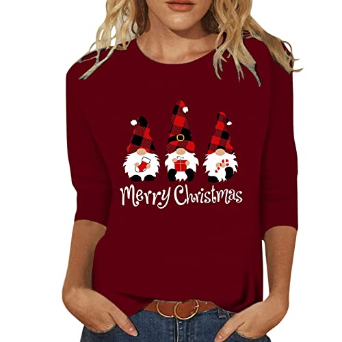 Weihnachts Tshirt Damen - Winter Lustige Sweatshirt Frauen Langarmshirt Lose Bluse Tops Festival Langarmshirts Damen Herbst Weihnachtsmann Elegant Slim Fit Weihnachtsbluse Xmas Holiday Hemdbluse von HAQUOS