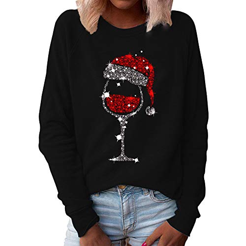 weihnachtsshirt Damen - Winter Lustige Sweatshirt Frauen Langarmshirt Lose Bluse Tops Langarm Pullover Große Größe Festliche Oberteile Pulli Mode Damenblusen Langarm T-Shirt Herbst Winter Leichte von HAQUOS