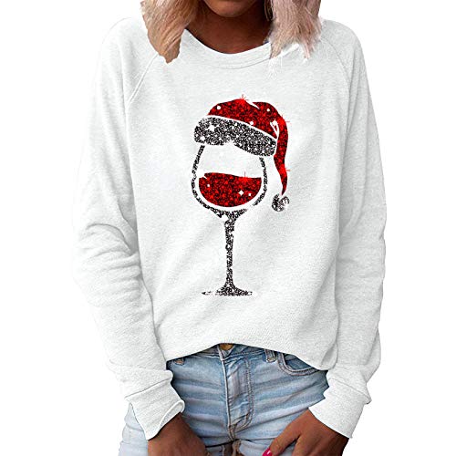 weihnachtsshirt Damen - Winter Lustige Sweatshirt Frauen Langarmshirt Lose Bluse Tops Langarm Pullover Große Größe Festliche Oberteile Pulli Mode Damenblusen Langarm T-Shirt Herbst Winter Leichte von HAQUOS