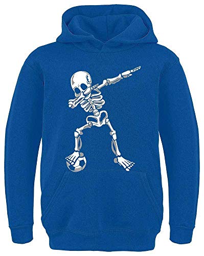 HARIZ - Dabbing - Dab Skelett Fussball - Geschenke für Jugendliche - Kinder Hoodie Jungen - Royal Blau 128 von HARIZ