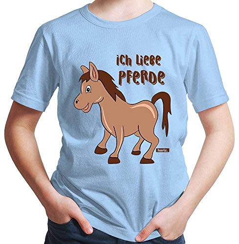 HARIZ Jungen T-Shirt Ich Liebe Pferde Süß Tiere Dschungel Plus Geschenkkarte Himmel Blau 92/1-2 Jahre von HARIZ