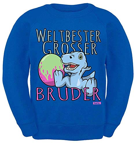 HARIZ Kinder Sweater Weltbester Grosser Bruder Dino Ei Weltbester Grosser Bruder Plus Geschenkkarten Royal Blau 104/3-4 Jahre von HARIZ