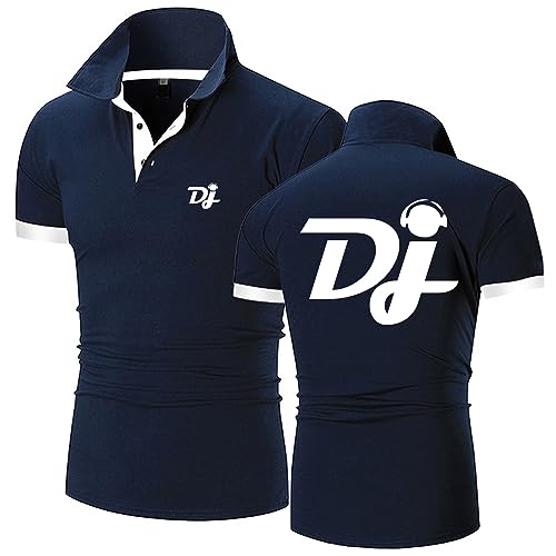 Atmungsaktive Herren-Polo-T-Shirts für Profi-DJ, kurzärmeliges Sport-Fitness-T-Shirt, schnell trocknendes Poloshirt, lässige Mode, Arbeitskleidung, Tennis-Polo-T-Shirts,Blue-3XL von HARLSO