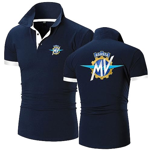 Modische Polo-T-Shirts für Herren für MV Agusta, kurzärmelige, schnell trocknende Polos, feuchtigkeitsableitende T-Shirts, Outdoor-Sport-Shirt, atmungsaktive Tennis-Tops,Blue-XXL von HARLSO