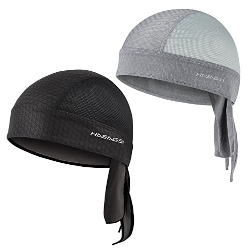 HASAGEI 2 Stück Sport Kopfbedeckung Bandana Cap Kopftuch Herrem Damen Biker Schädel Kappe Fahrradmütze, Schweißableitender Quick Dry Sommer Hat von HASAGEI