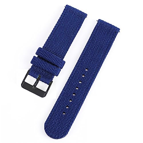 HASMI 18 mm 20 mm 22 mm 24 mm Nylon-Canvas-Uhrenarmband, gewebter weicher Gürtel, universelles Armband, kompatibel for Sport-Schnellverschluss-Armband for Herren und Damen (Color : Blue-black, Size von HASMI