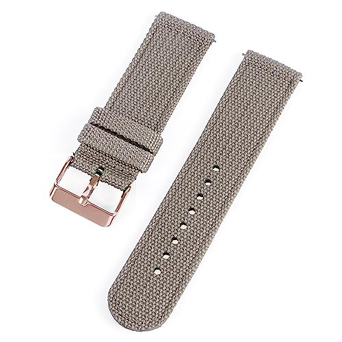 HASMI 18 mm 20 mm 22 mm 24 mm Nylon-Canvas-Uhrenarmband, gewebter weicher Gürtel, universelles Armband, kompatibel for Sport-Schnellverschluss-Armband for Herren und Damen (Color : Grey-rose gold, S von HASMI