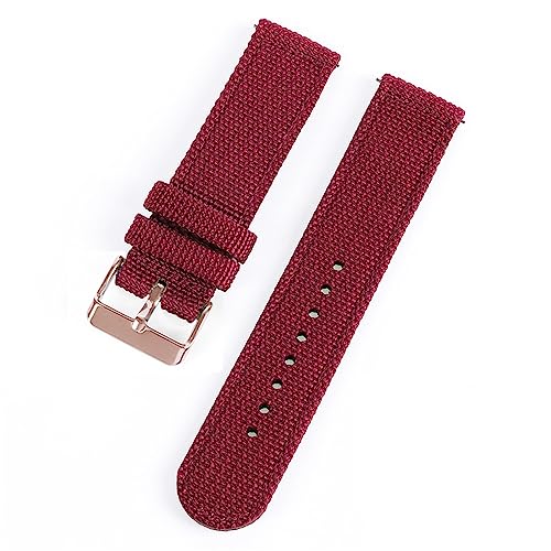 HASMI 18 mm 20 mm 22 mm 24 mm Nylon-Canvas-Uhrenarmband, gewebter weicher Gürtel, universelles Armband, kompatibel for Sport-Schnellverschluss-Armband for Herren und Damen (Color : Red-rose gold, Si von HASMI