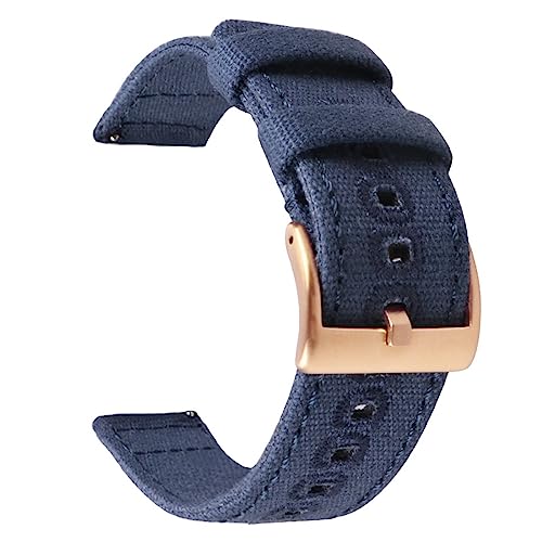 HASMI 18 mm 20 mm 22 mm geflochtenes Canvas-Armband kompatibel for Samsung Galaxy Watch 3/4 40 mm 44 mm klassisches 46 mm 42 mm Schnellverschluss-Armband kompatibel for Germin (Color : Blue rose gold von HASMI