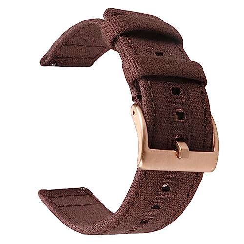 HASMI 18 mm 20 mm 22 mm geflochtenes Canvas-Armband kompatibel for Samsung Galaxy Watch 3/4 40 mm 44 mm klassisches 46 mm 42 mm Schnellverschluss-Armband kompatibel for Germin (Color : Brown rose gol von HASMI