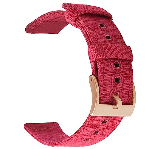 HASMI 18 mm 20 mm 22 mm geflochtenes Canvas-Armband kompatibel for Samsung Galaxy Watch 3/4 40 mm 44 mm klassisches 46 mm 42 mm Schnellverschluss-Armband kompatibel for Germin (Color : Red rose gold von HASMI