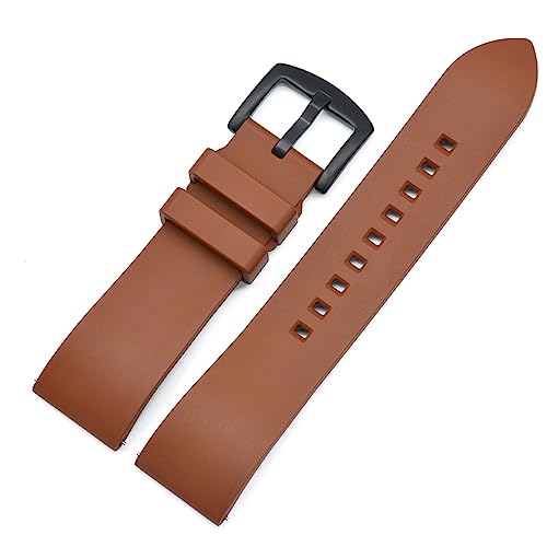 HASMI Gummi-Uhrenarmband, Sport, wasserdicht/Tauchen, Schnellverschluss-Uhrenarmbänder, 20 mm, 22 mm, 24 mm (Color : Brown(Black), Size : Medium) von HASMI