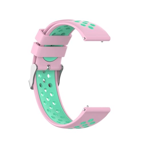 HASMI Klassisches zweifarbiges, vielseitiges Sportarmband, kompatibel for Garmin Garmin Venu 3S/Garmin Vivoactive 5/GarminActive5/Garmin Venu 2 18 20 22 mm (Color : Pink teal, Size : Medium) von HASMI