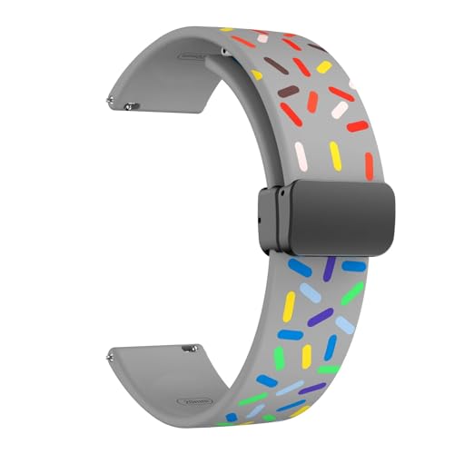 HASMI Regenbogen-Silikonband, magnetisches Schnallenband, kompatibel for Samsung Galaxy Watch 5 Pro/Watch 4 40 44 42 46 mm, Silikonband, 20 mm Regenbogenarmband (Color : Gray rainbow, Size : Galaxy von HASMI