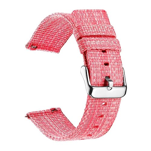 HASMI Schnellverschluss-Uhrenarmband aus dickem Nylon, 20 mm, 22 mm, kompatibel for Samsung Galaxy Watch 4 42 46 Active Watch Gear S3 Sport S2 Uhrenarmband (Color : Pink, Size : 22mm) von HASMI