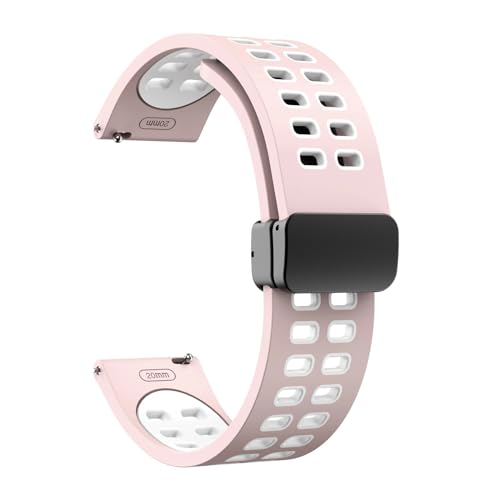 HASMI Sportarmband for magnetischer Faltschließe, kompatibel for Samsung Galaxy 3 45 mm/Watch 3 41 mm/Active 2 40 mm 44 mm/Galaxy Watch 46 mm Frontier (Color : Pink white, Size : Watch 3 45mm) von HASMI