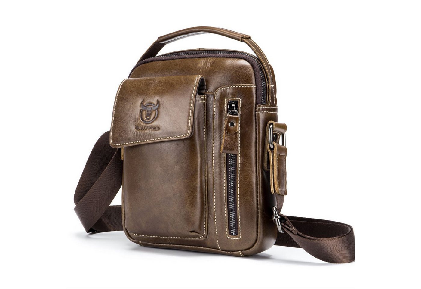 HAUSS SPLOE Umhängetasche Umhängetasche Henkeltasche Handtasche Leder Tragetasche Vintage (Schultertasche Arbeitstasche Messenger-Tasche Top Griff Schultergurt, Ledertasche, Bürotasche, Freizeittasche, Unitasche, Leder), für Herren Frauen Jungen Freizeit Arbeit Business Schule Büro Reisen von HAUSS SPLOE