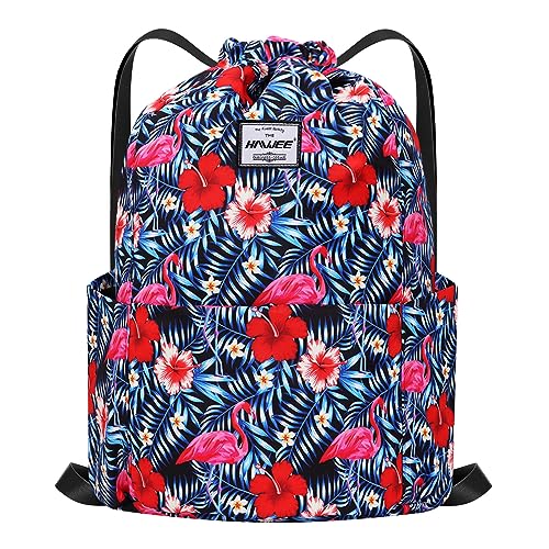 HAWEE Wasserdicht Kordelzug Rucksack mit Innentasche Groß Turnbeutel Kordelzug Tagesrucksack Tunnelzug Tasche Sporttasche Unisex für Frauen Männer Reise Alltag Outdoor Yoga Schule Strand Schwimmen von HAWEE