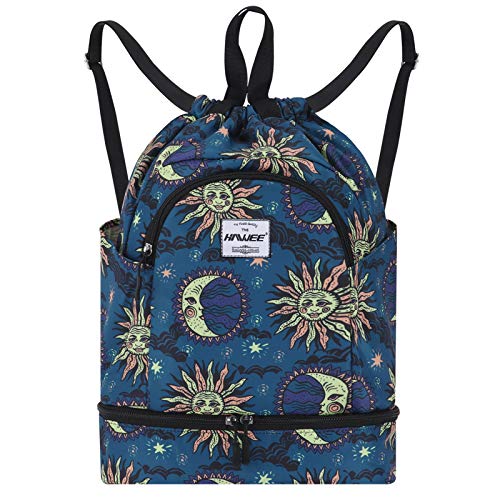 HAWEE Wasserdicht Kordelzug Rucksack mit Innentasche Groß Turnbeutel Kordelzug Tagesrucksack Tunnelzug Tasche Sporttasche Unisex für Frauen Männer Reise Alltag Schule Outdoor Yoga Schwimmen Strand von HAWEE