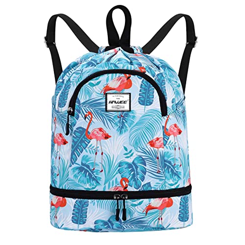 HAWEE Wasserdicht Kordelzug Rucksack mit Innentasche Groß Turnbeutel Kordelzug Tagesrucksack Tunnelzug Tasche Sporttasche Unisex für Frauen Männer Reise Alltag Schule Outdoor Yoga Schwimmen Strand von HAWEE