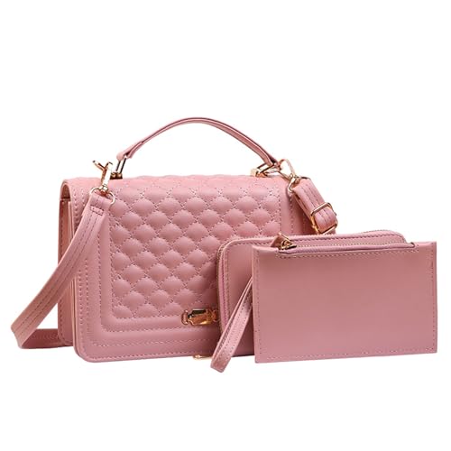 HAWILL 3 IN 1 Handtasche Damen Handytasche Zum Umhängen Kleine Handy Umhängetasche Leder Crossbody Bag Damen Mode Schultertasche für iPhone 15 Pro Max/14/14 Plus/13/12/11/XR (Rosa) von HAWILL